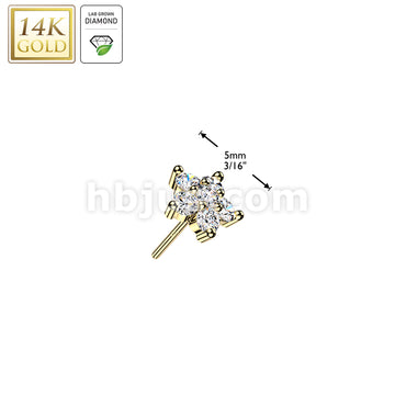 14KT  Gold 14K Gold Threadless Flower Top With 6 Lab Grown Diamonds - Image 3