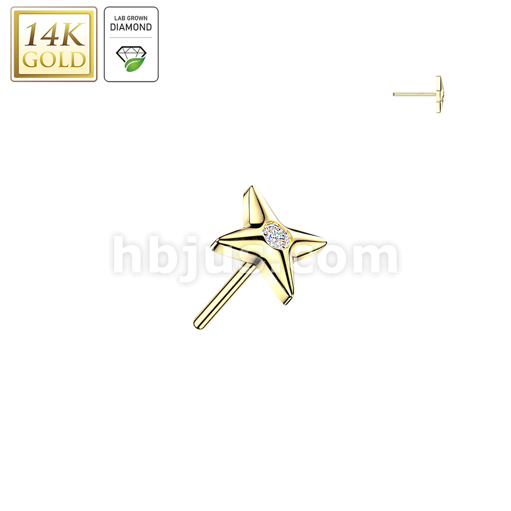 14K Gold Threadless Star Top With Lab Grown Diamond Center - Image 2