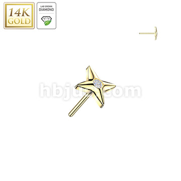 14K Gold Threadless Star Top With Lab Grown Diamond Center - Image 2