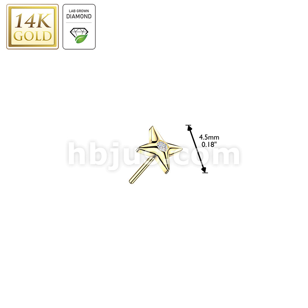 14K Gold Threadless Star Top With Lab Grown Diamond Center - Image 3