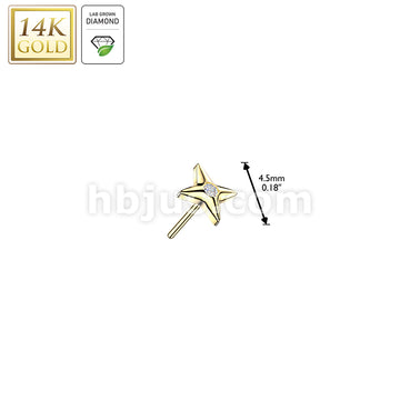 14K Gold Threadless Star Top With Lab Grown Diamond Center - Image 3