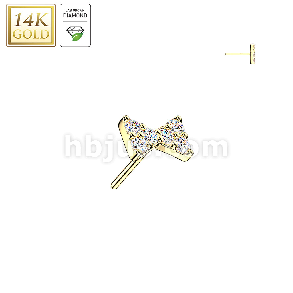 14Kt Gold 14K Gold Threadless Bowtie Top With 6 Lab Grown Diamonds - Image 2