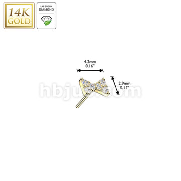 14Kt Gold 14K Gold Threadless Bowtie Top With 6 Lab Grown Diamonds - Image 3