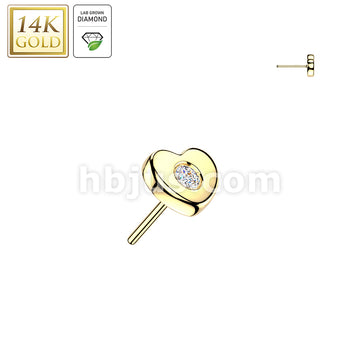 14K Gold Threadless Heart Top With Lab Grown Diamond Center - Image 2