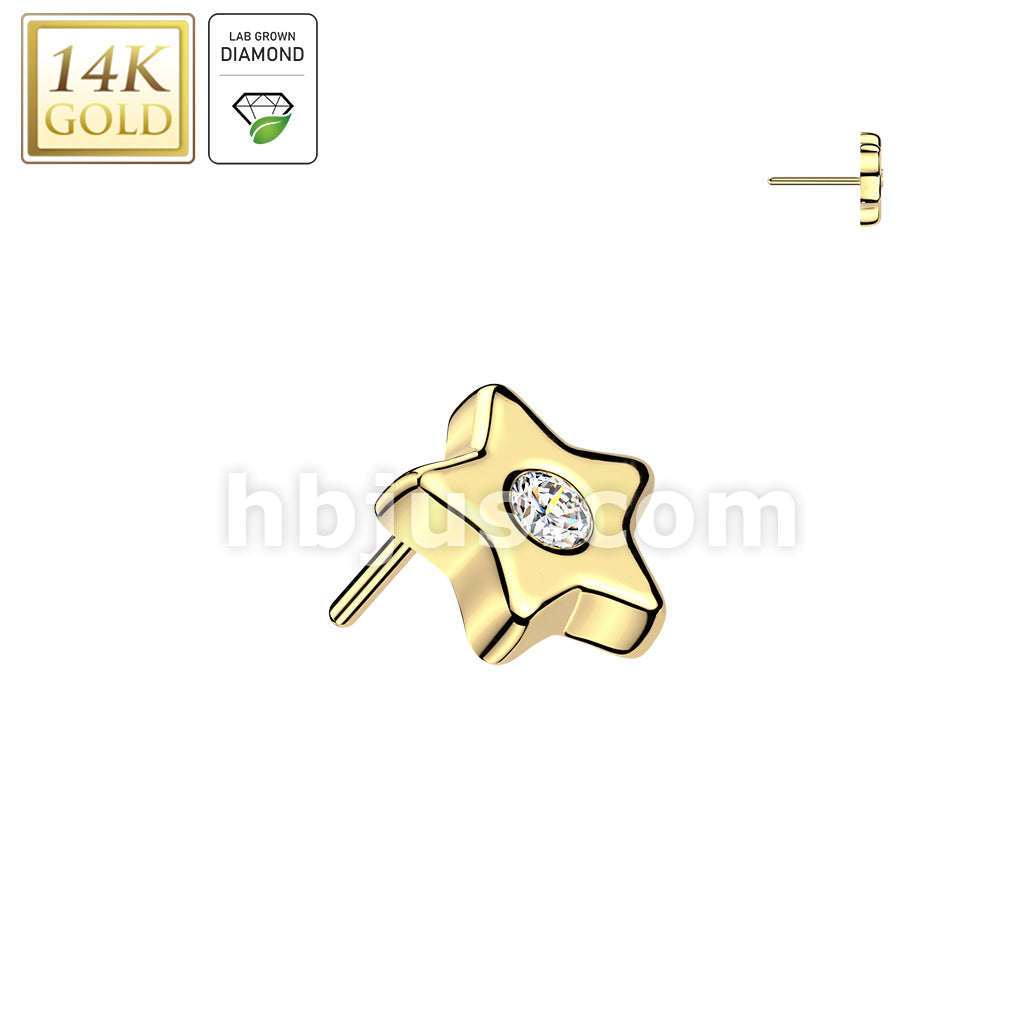 14KT  Gold 14K Gold Threadless Star Top With Lab Grown Diamond Center - Image 2