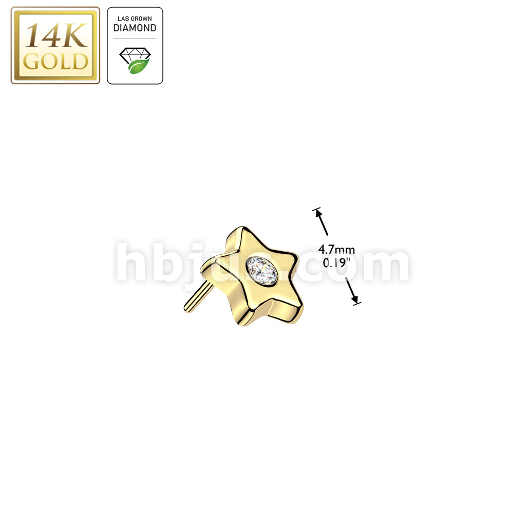 14KT  Gold 14K Gold Threadless Star Top With Lab Grown Diamond Center - Image 3