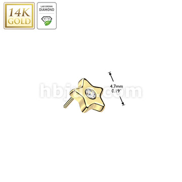 14KT  Gold 14K Gold Threadless Star Top With Lab Grown Diamond Center - Image 3