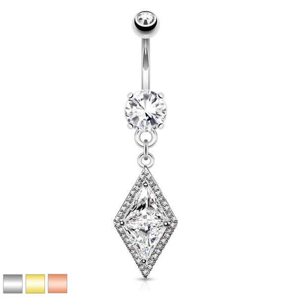 316L Surgical Steel 316L Surgical Steel Double Tier Belly Ring With...