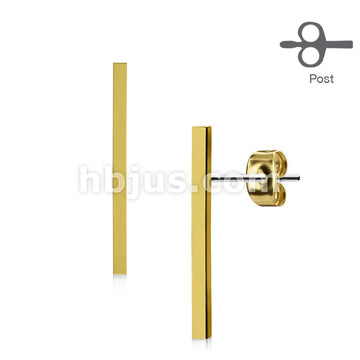 316L Surgical Steel Pair of Plain Long Bar 316L Surgical Steel Post... - Image 2