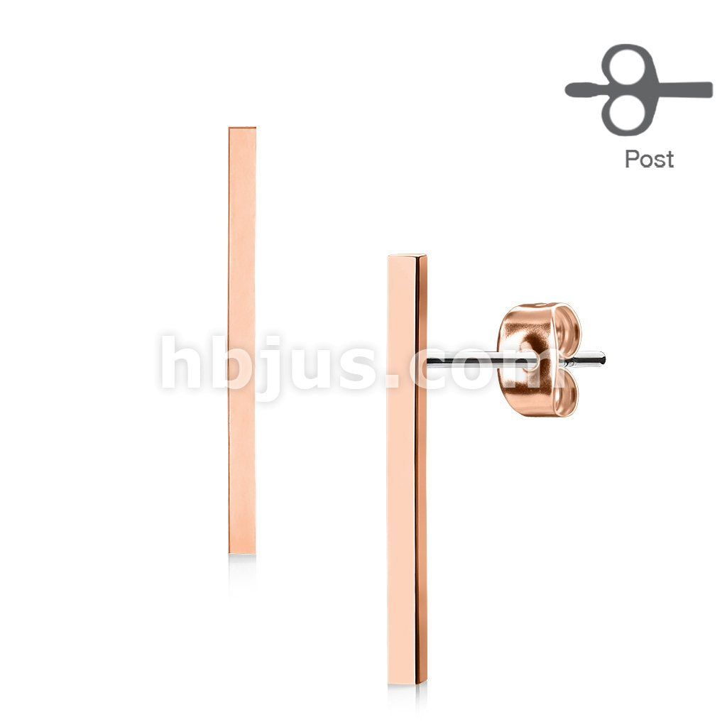 316L Surgical Steel Pair of Plain Long Bar 316L Surgical Steel Post... - Image 3