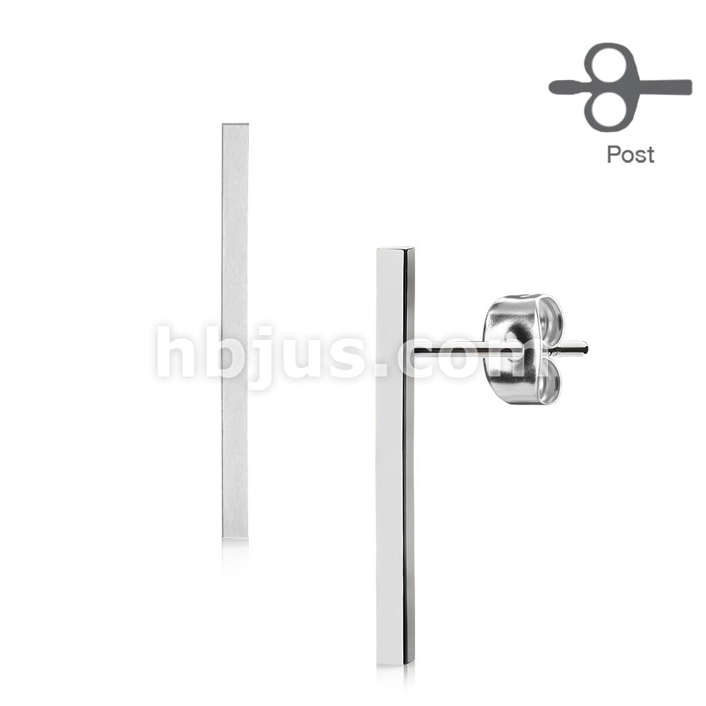 316L Surgical Steel Pair of Plain Long Bar 316L Surgical Steel Post... - Image 4