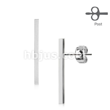 316L Surgical Steel Pair of Plain Long Bar 316L Surgical Steel Post... - Image 4