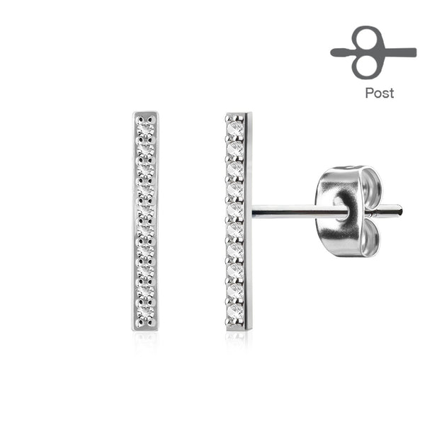 316L Surgical Steel Pair of Micro CZ Paved Square 316L Surgical Steel...