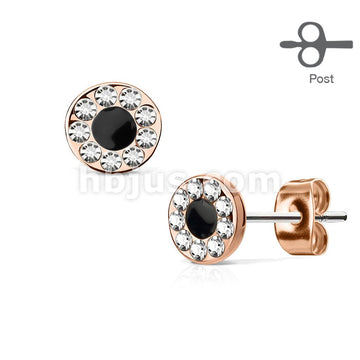 316L Surgical Steel Pair of Channel Set CZ Round with Black Center 316L... - Image 4