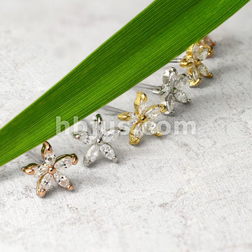 316L Surgical Steel Pair of 5 Marquise CZ Petal Flower 316L Surgical... - Image 5