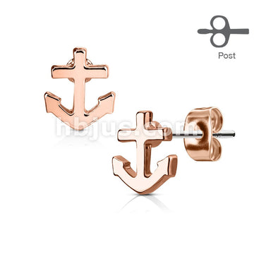 316L Surgical Steel Pair of Anchor 316L Surgical Steel Post Earring Studs - Image 3