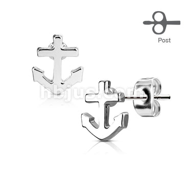 316L Surgical Steel Pair of Anchor 316L Surgical Steel Post Earring Studs - Image 4