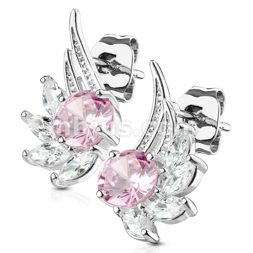 316L Surgical Steel Pair of CZ Angel Wing 316L Surgical Steel Post... - Image 3
