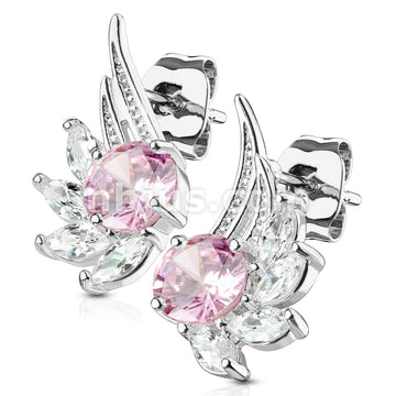 316L Surgical Steel Pair of CZ Angel Wing 316L Surgical Steel Post... - Image 3