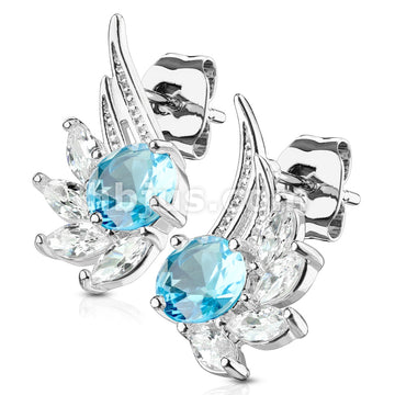 316L Surgical Steel Pair of CZ Angel Wing 316L Surgical Steel Post... - Image 4