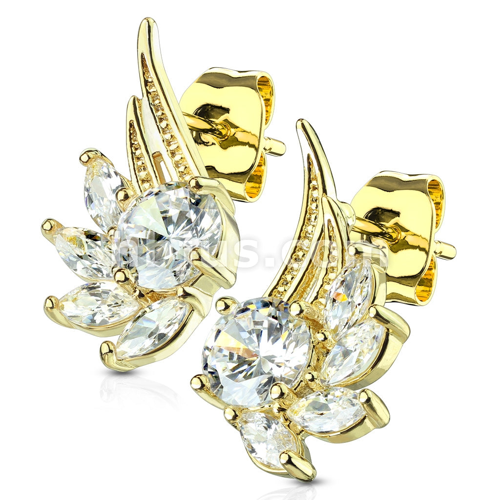 316L Surgical Steel Pair of CZ Angel Wing 316L Surgical Steel Post... - Image 5