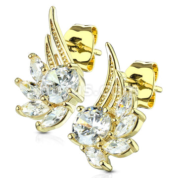 316L Surgical Steel Pair of CZ Angel Wing 316L Surgical Steel Post... - Image 5