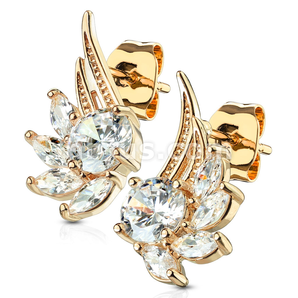 316L Surgical Steel Pair of CZ Angel Wing 316L Surgical Steel Post... - Image 6