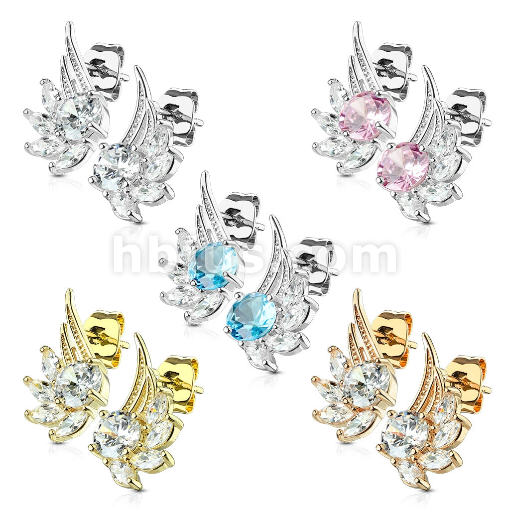 316L Surgical Steel Pair of CZ Angel Wing 316L Surgical Steel Post... - Image 8