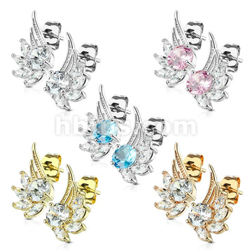 316L Surgical Steel Pair of CZ Angel Wing 316L Surgical Steel Post... - Image 8