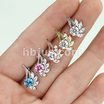 316L Surgical Steel Pair of CZ Angel Wing 316L Surgical Steel Post... - Image 9