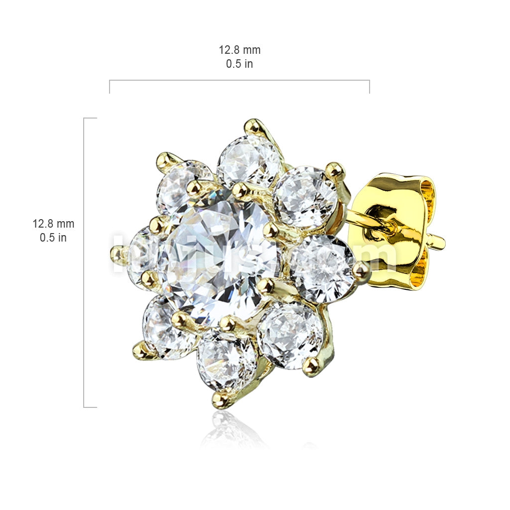 316L Surgical Steel Pair of Round CZ Flower 316L Surgical Steel Post... - Image 5