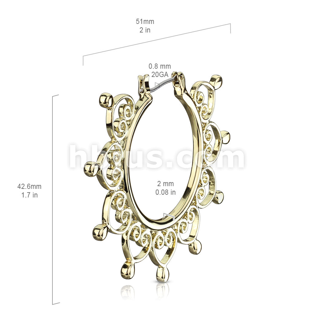 Pair of Heart Filigree Large Hoop Earrings - Image 5