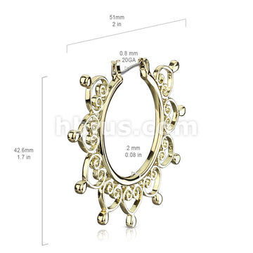 Pair of Heart Filigree Large Hoop Earrings - Image 5