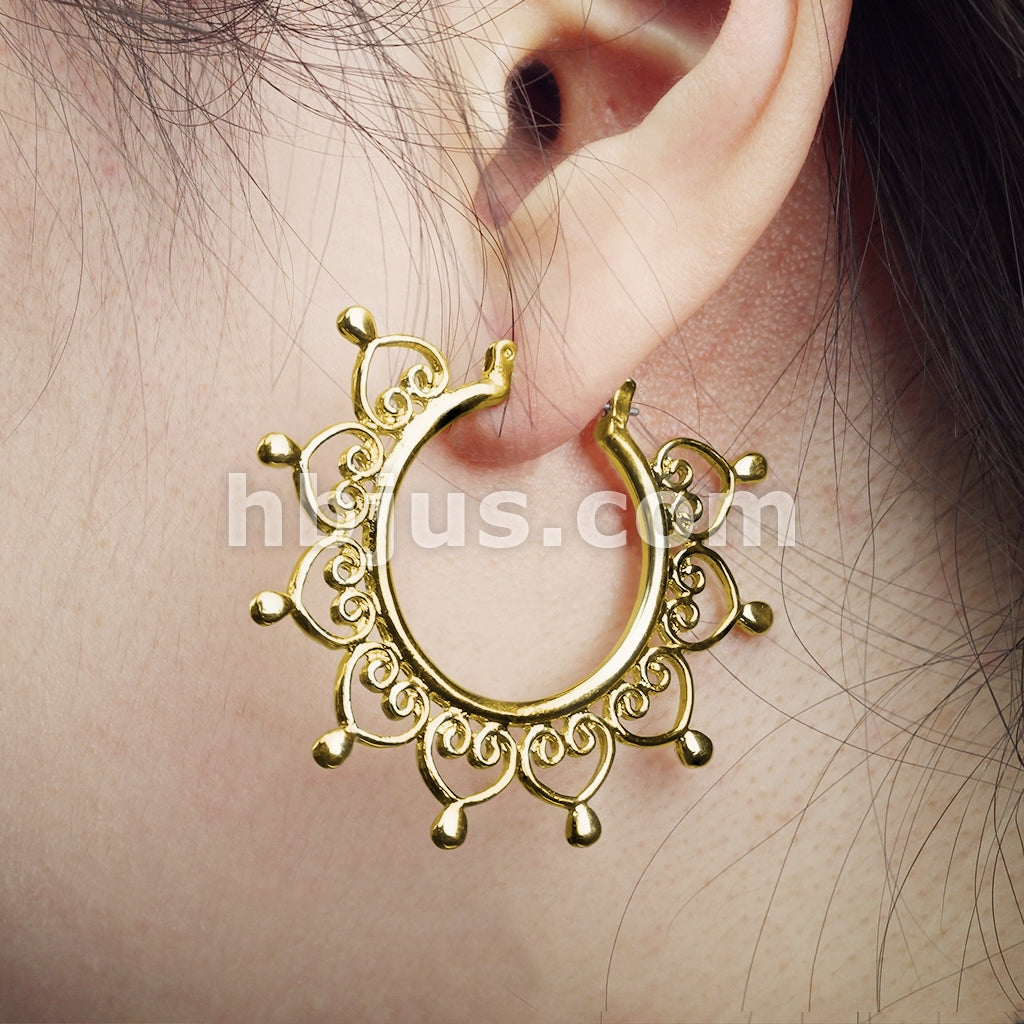 Pair of Heart Filigree Large Hoop Earrings - Image 7