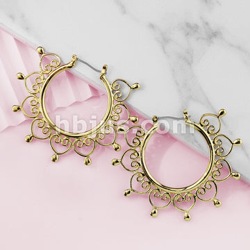 Pair of Heart Filigree Large Hoop Earrings - Image 8