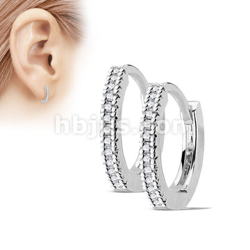 316L Surgical Steel Pair of Micro CZ Paved 316L Surgical Steel Post... - Image 2