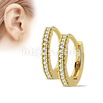 316L Surgical Steel Pair of Micro CZ Paved 316L Surgical Steel Post... - Image 3