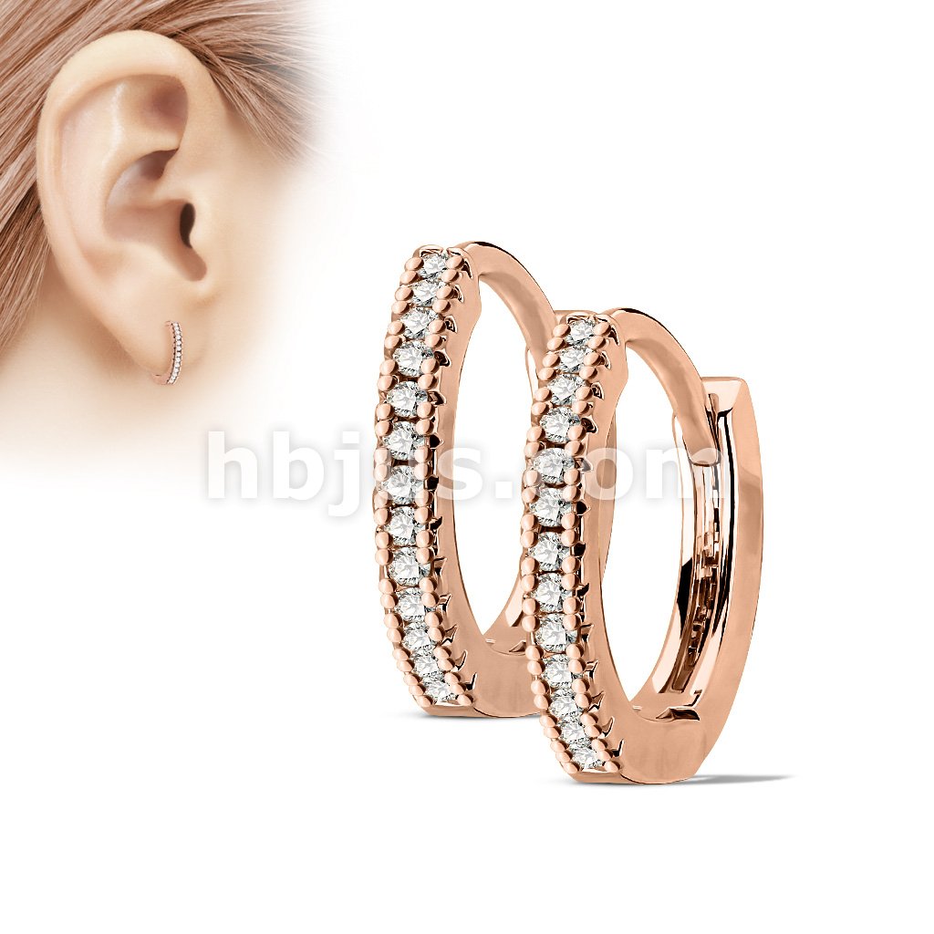 316L Surgical Steel Pair of Micro CZ Paved 316L Surgical Steel Post... - Image 4
