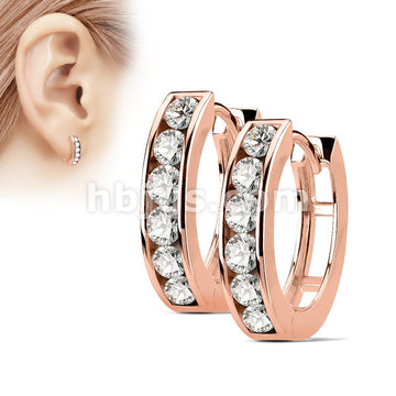 316L Surgical Steel Pair of Channel Set Lined CZ 316L Surgical Steel... - Image 4