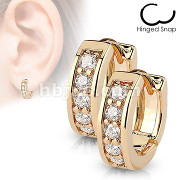 316L Surgical Steel Pair of Channel Set CZ Half Circle Hoop Earrings... - Image 6