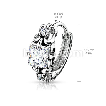 Pair of Antique Silver Plated Prong Set Square CZ 316L Stainless Steel... - Image 4