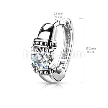 Pair of Antique Silver Plated Prong Set Round CZ 316L Stainless Steel... - Image 4