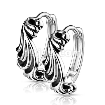 316L Surgical Steel Pair of Antique Silver Plated Waves 316L Stainless... - Image 3