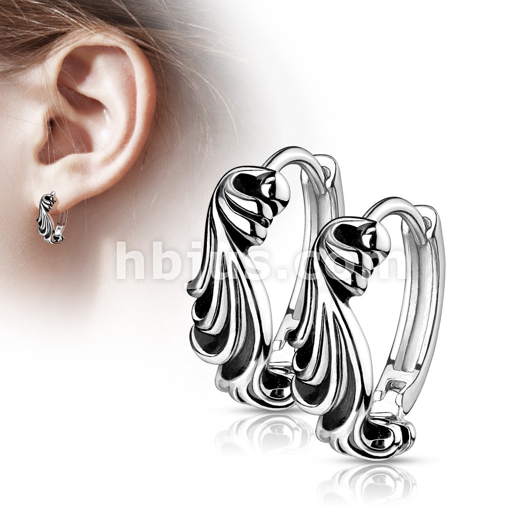 316L Surgical Steel Pair of Antique Silver Plated Waves 316L Stainless... - Image 2