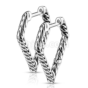 Pair of Antique Silver Plated Triangular Scaled 316L Stainless Steel... - Image 3