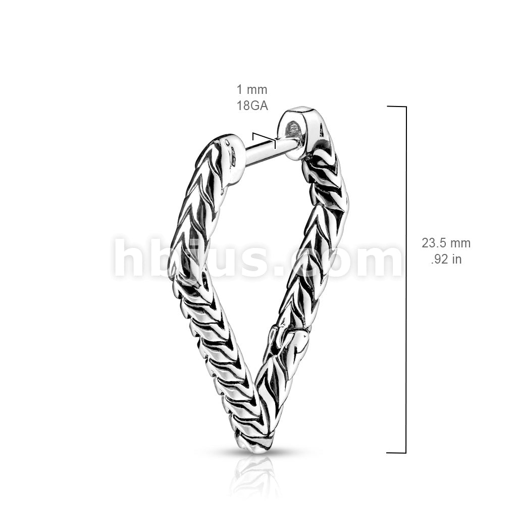 Pair of Antique Silver Plated Triangular Scaled 316L Stainless Steel... - Image 4