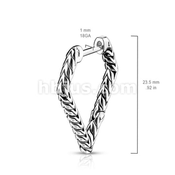 Pair of Antique Silver Plated Triangular Scaled 316L Stainless Steel... - Image 4