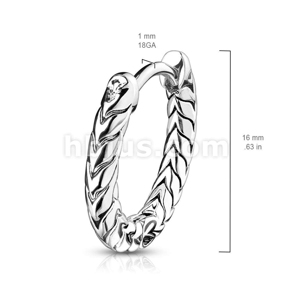 316L Surgical Steel Pair of Antique Silver Plated Round Scaled 316L... - Image 4
