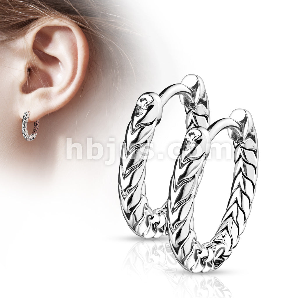 316L Surgical Steel Pair of Antique Silver Plated Round Scaled 316L... - Image 2