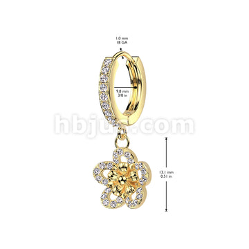 316L Surgical Steel Pair of CZ Pave Front With CZ Pave Flower Dangle... - Image 4